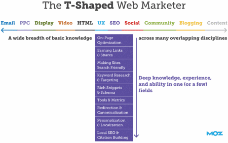 A T-Shaped Web Marketer is important in a digital marketing agency team structure